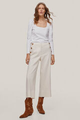 Pedro del Hierro Calças cropped culotte com botões Beige