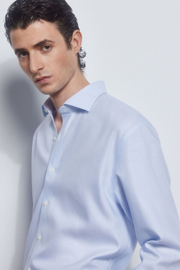 Pedro del Hierro camisa g&eacute;meos lisa non iron + antimanchas Azul