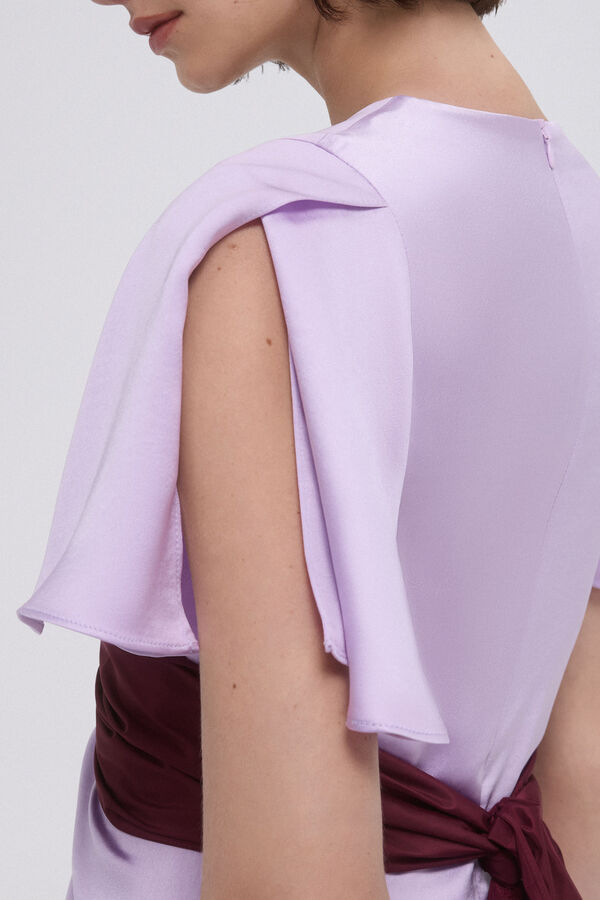 TFP by Tamara Falcó Vestido frunces con lazo contraste Azul