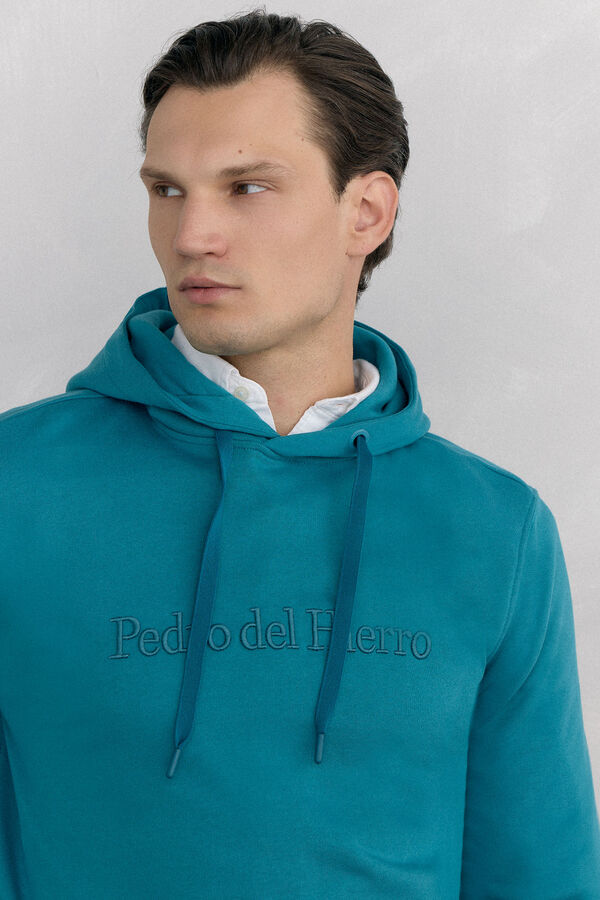 Pedro del Hierro Sweatshirt com capuz com logo Turquesa
