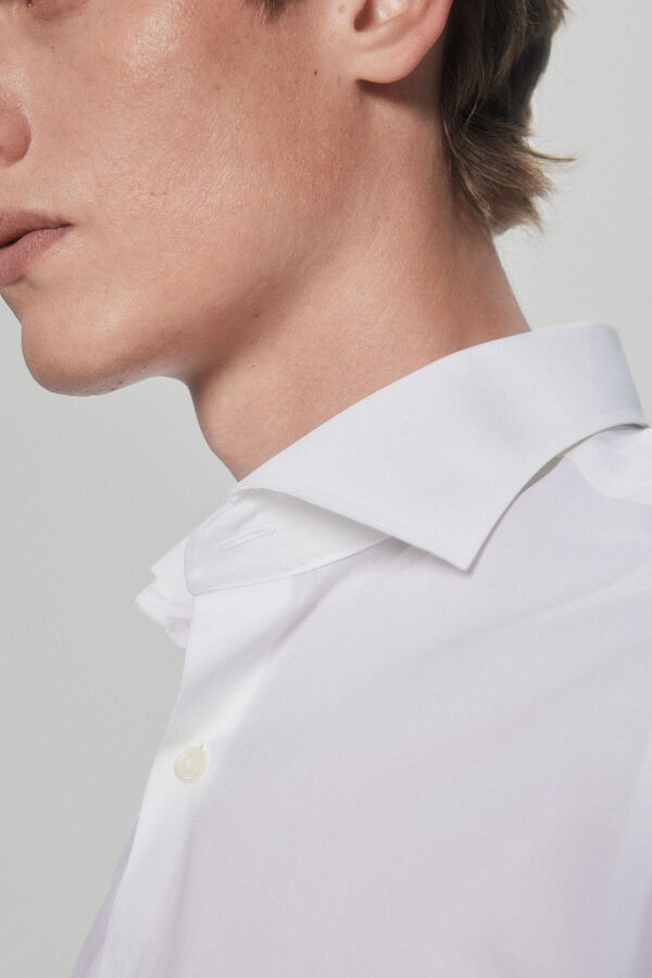 Pedro del Hierro camisa elegante popelina lisa non iron + antimanchas Branco