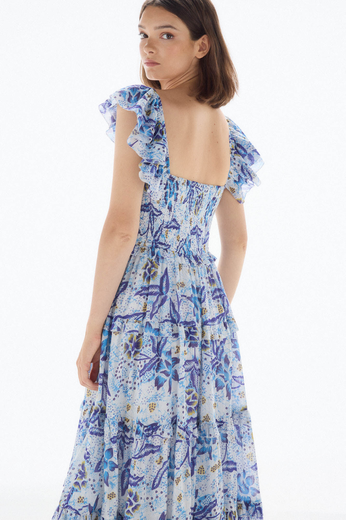 TFP by Tamara Falc&oacute; Vestido estampado con volantes