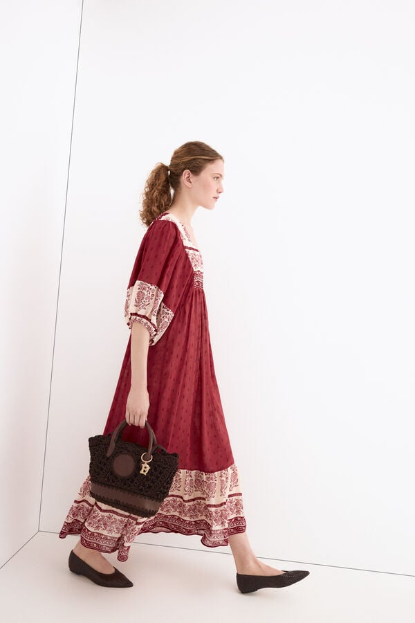 Pedro del Hierro Vestido t&uacute;nica estampado floral Bordeaux