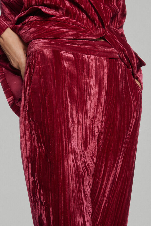 Pedro del Hierro Pantalon terciopelo arrugado Rojo