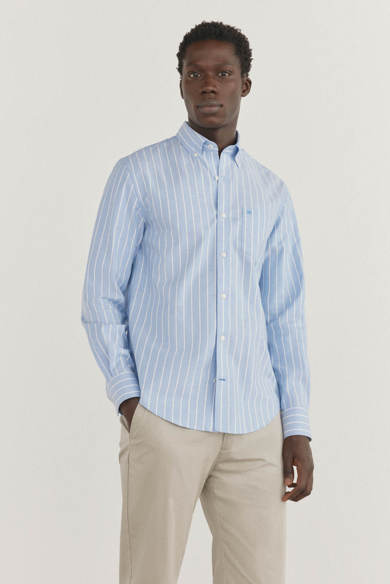 Pedro del Hierro Camisa oxford riscas sem ferro