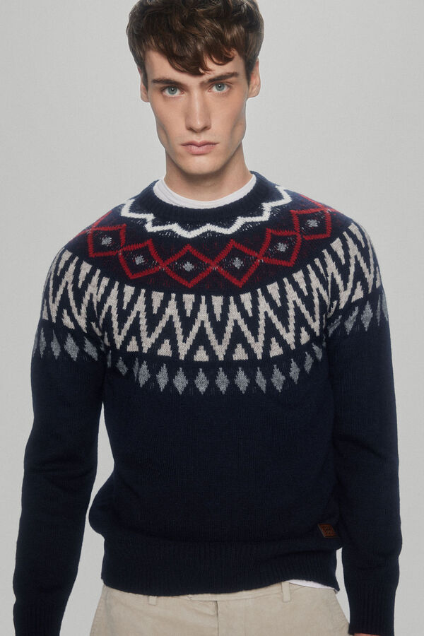 Pedro del Hierro Camisola de Natal com gola redonda Azul