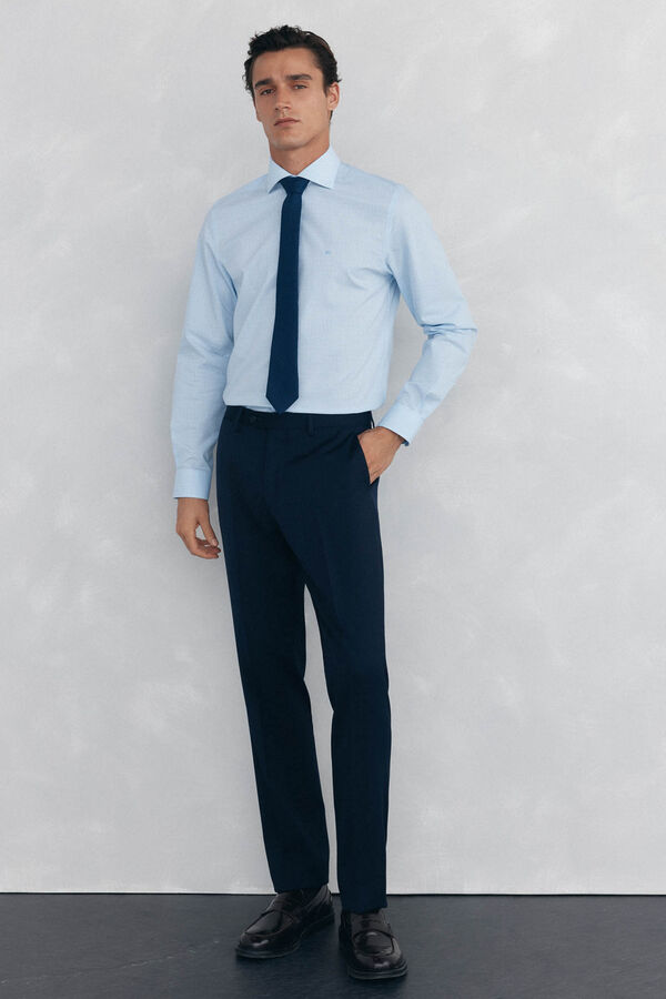 Pedro del Hierro Camisa aos quadrados non iron + antimanchas Azul