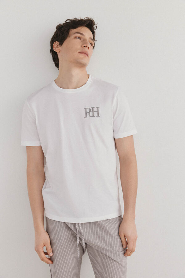 Pedro del Hierro Set de pijama punto y tela Blanco
