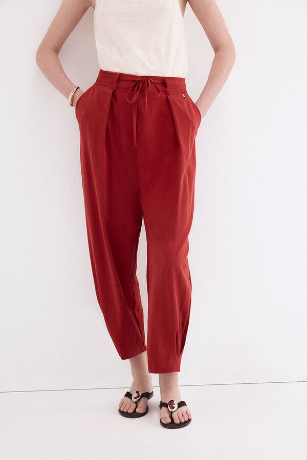 Pedro del Hierro Cal&ccedil;as com pregas Vermelho