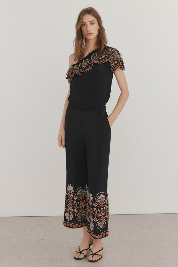 Pedro del Hierro Top asim&eacute;trico estampado Naranja