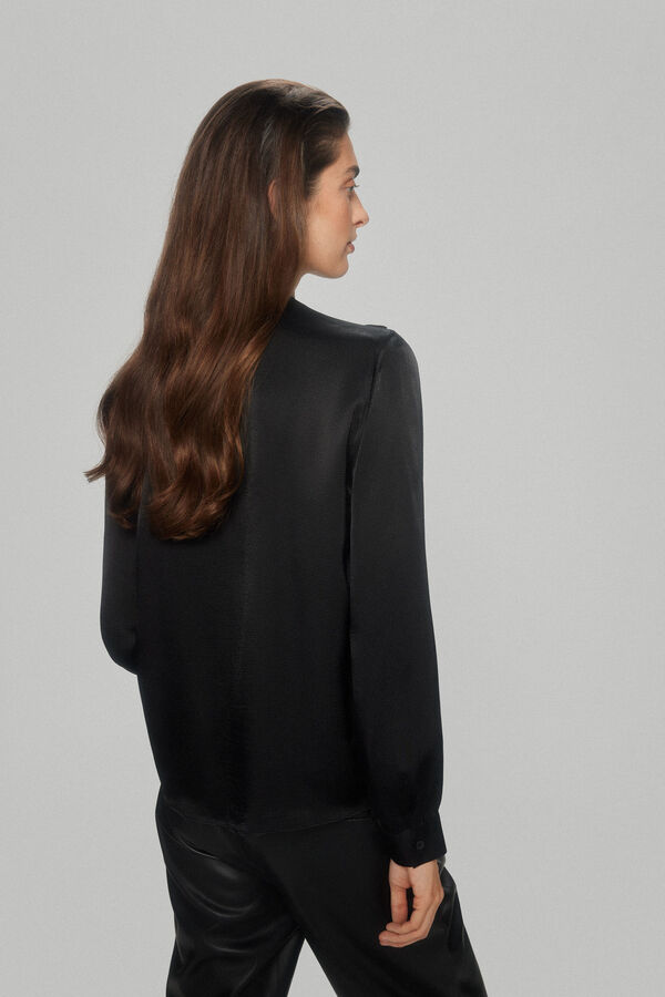 Pedro del Hierro Blusa rom&aacute;ntica volantes Negro