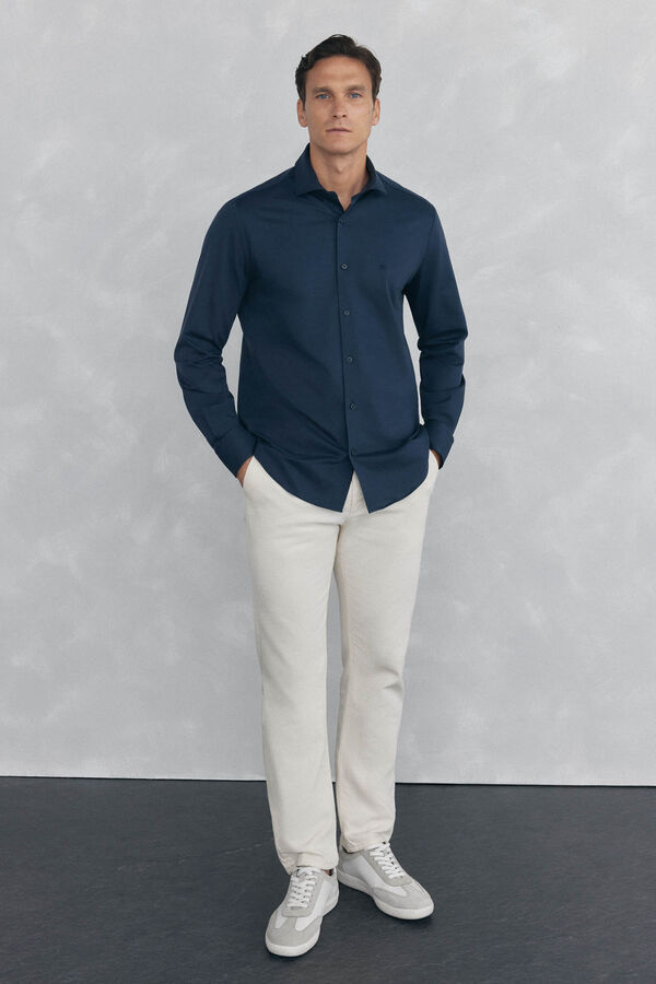 Pedro del Hierro Camisa de malha malha Azul