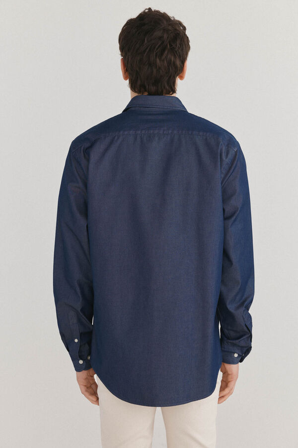 Pedro del Hierro Camisa denim de tecido italiano Azul