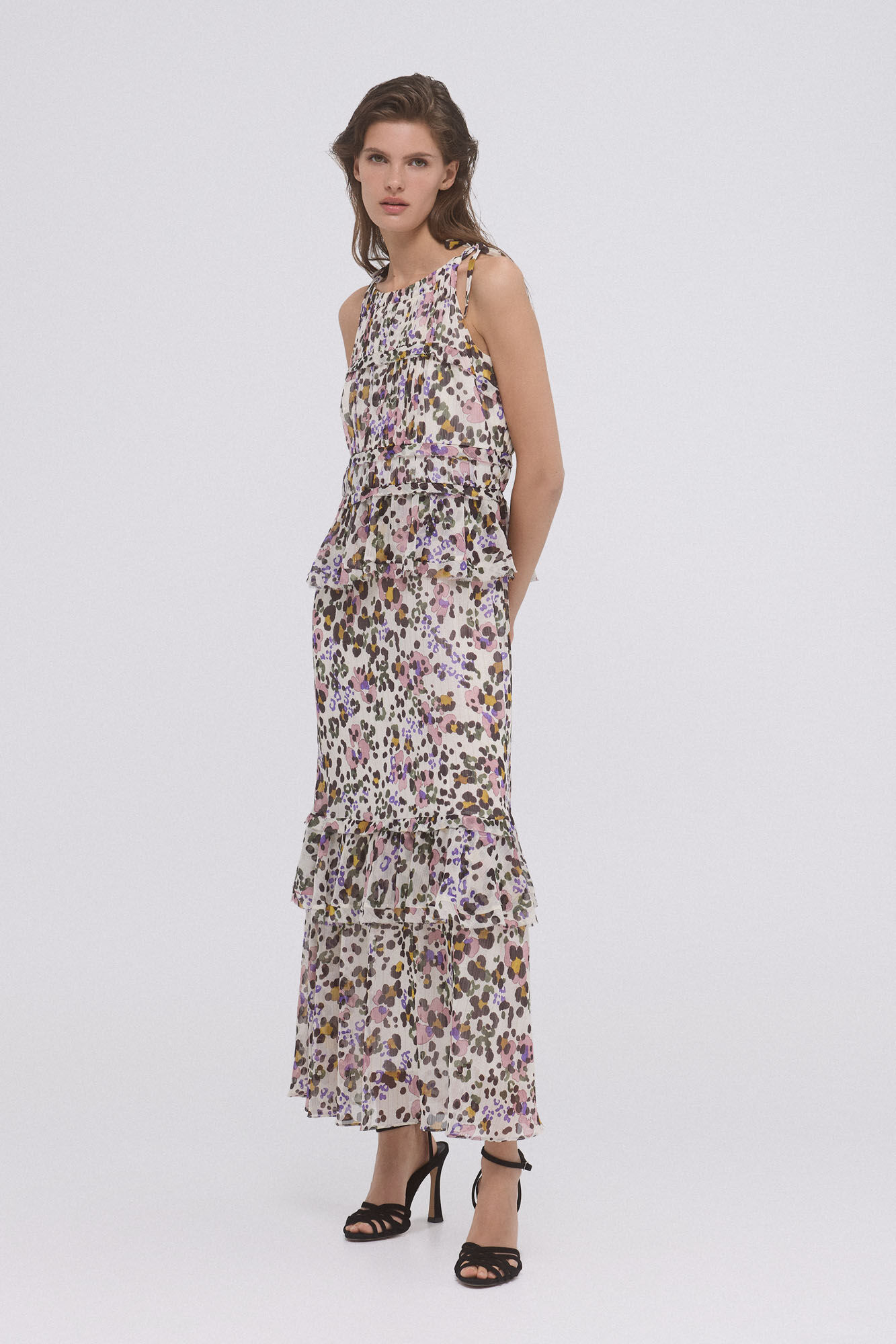 Pedro del Hierro Vestido estampado com babados