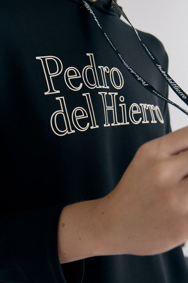 Pedro del Hierro Sudadera capucha logo soft touch Negro
