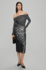 Pedro del Hierro Falda lentejuelas Gris