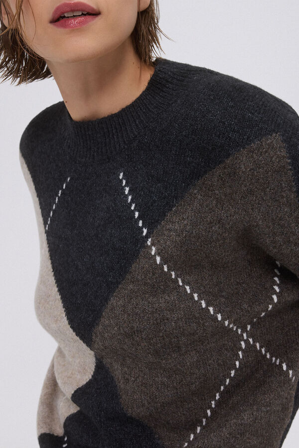 Pedro del Hierro Jersey jacquard rombos Gris