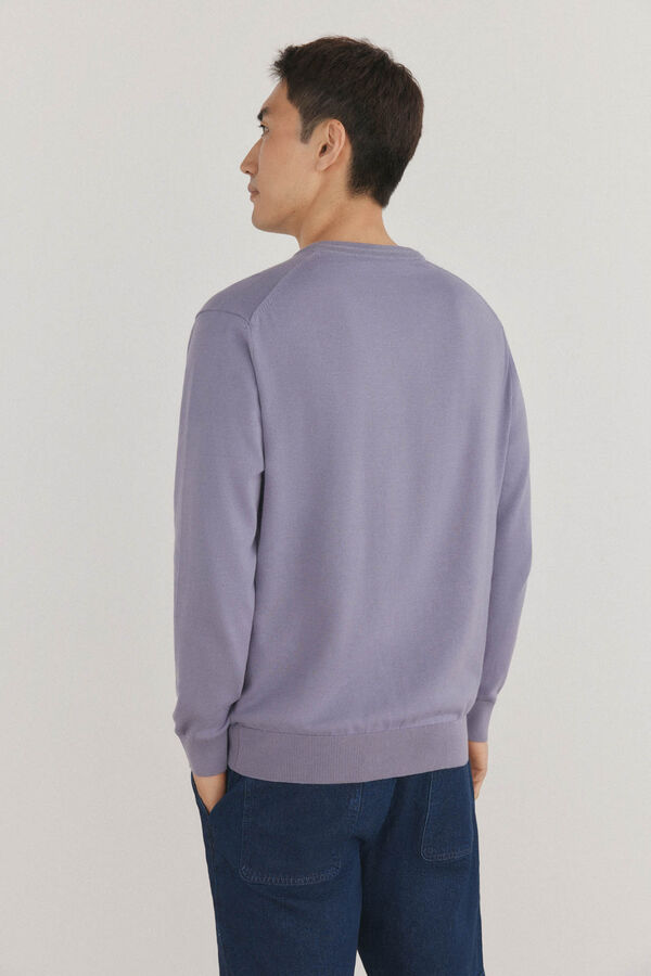 Pedro del Hierro Jersey punto fino algod&oacute;n premium cuello pico Morado