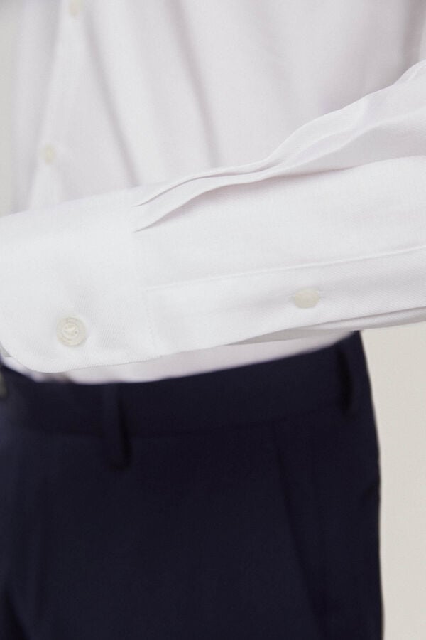 Pedro del Hierro Camisa vestir twill liso non iron + antimanchas Branco