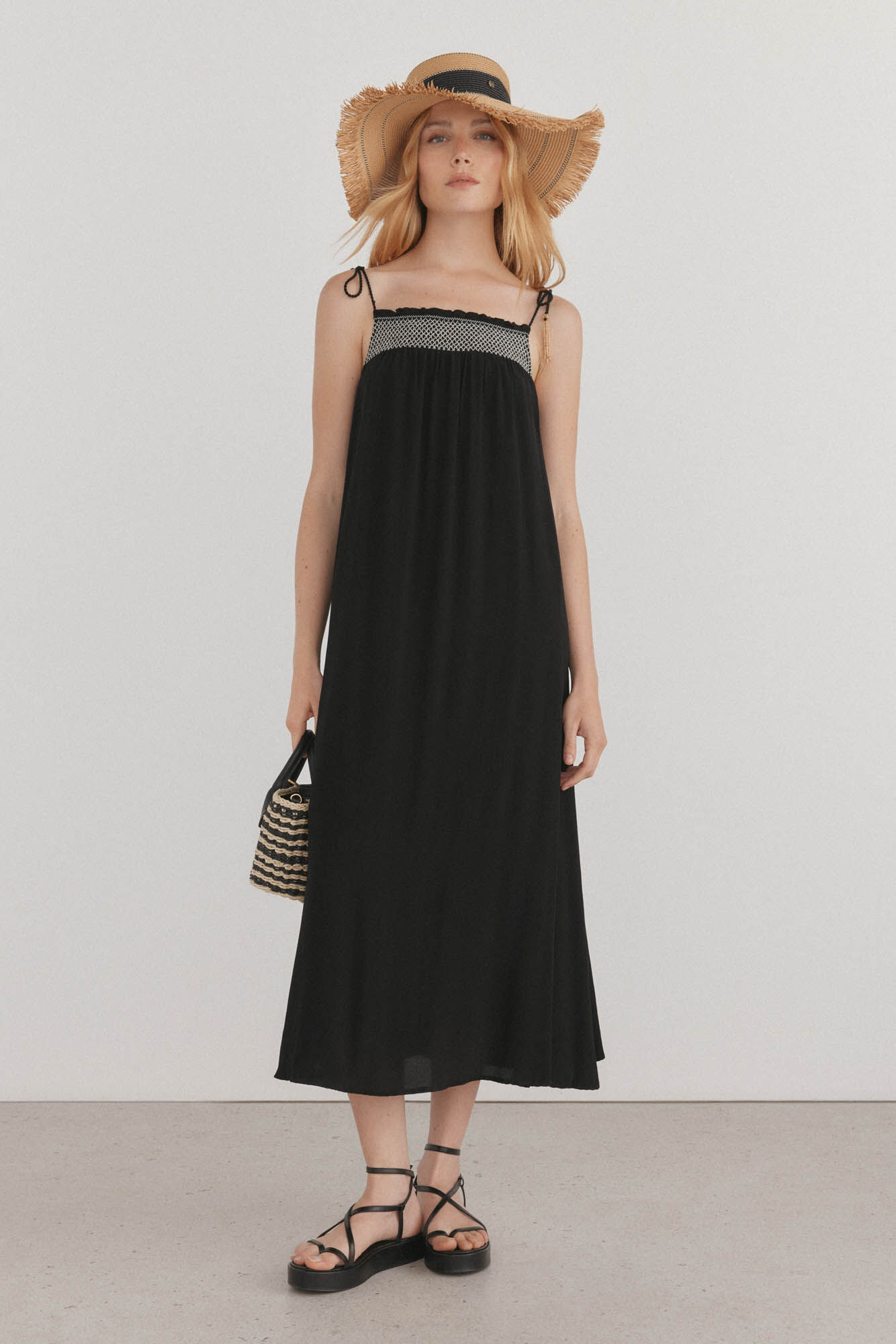 Pedro del Hierro Vestido caftan flu&iacute;do com detalhe el&aacute;stico