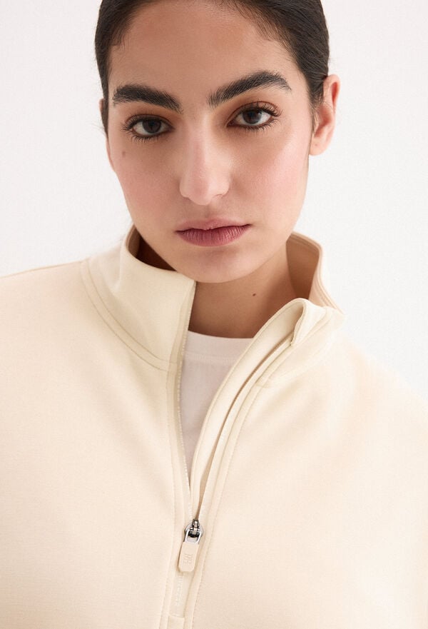 Pedro del Hierro Sweatshirt soft touch com gola Beige
