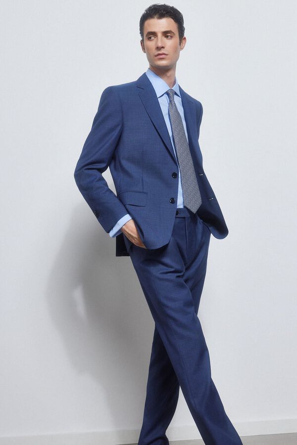 Pedro del Hierro camisa g&eacute;meos lisa non iron + antimanchas Azul