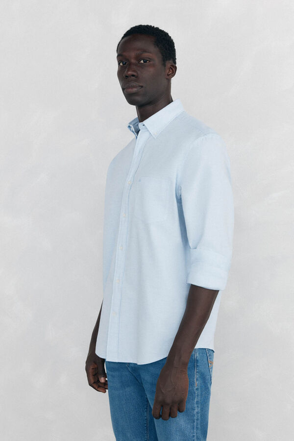 Pedro del Hierro Camisa Oxford Lisa Escovada Azul