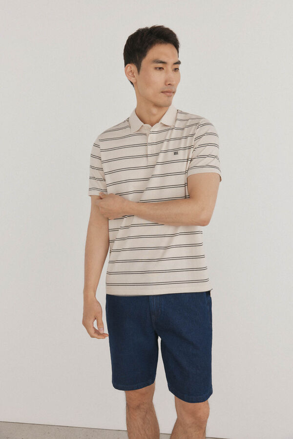 Pedro del Hierro Polo &agrave;s riscas Beige