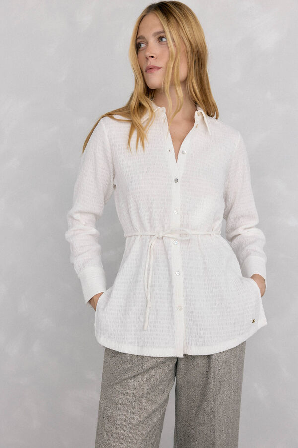 Pedro del Hierro Camisa com gola texturizada Branco