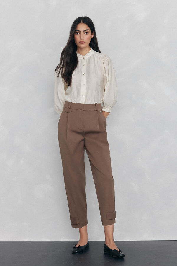 Pedro del Hierro Blusa amplia lisa Beige