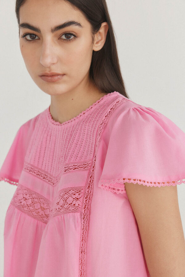 Pedro del Hierro Camiseta rom&aacute;ntica combinada Rosa