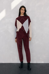 Pedro del Hierro Cal&ccedil;a cl&aacute;ssica de veludo veludo slim Bordeaux