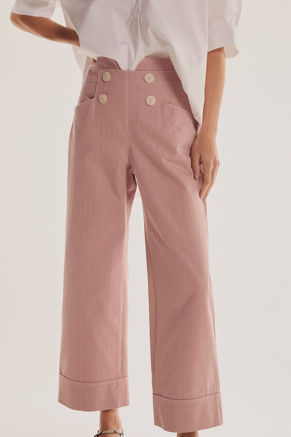 Pedro del Hierro Pantal&oacute;n de tiro alto abotonado Rosa