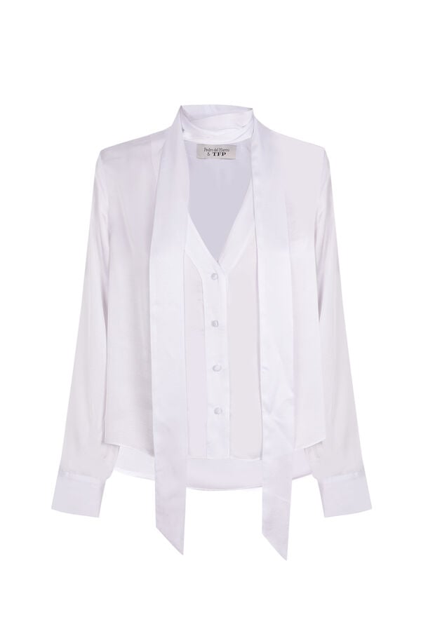 TFP by Tamara Falcó Blusa satén con lazada Crudo