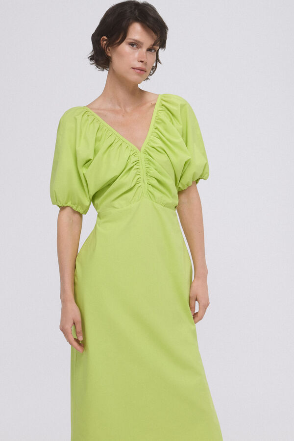 Pedro del Hierro Vestido popelin mangas abullonadas Amarillo