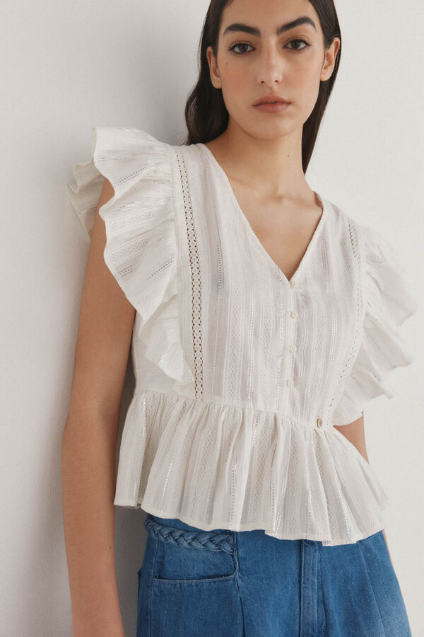 Pedro del Hierro Top combinado fantasia Ecru