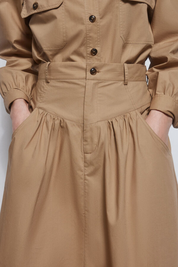 TFP by Tamara Falc&oacute; Falda midi canes&uacute; Beige