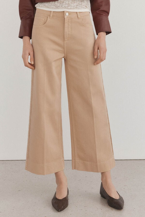 Pedro del Hierro Jeans wide leg flare Beige