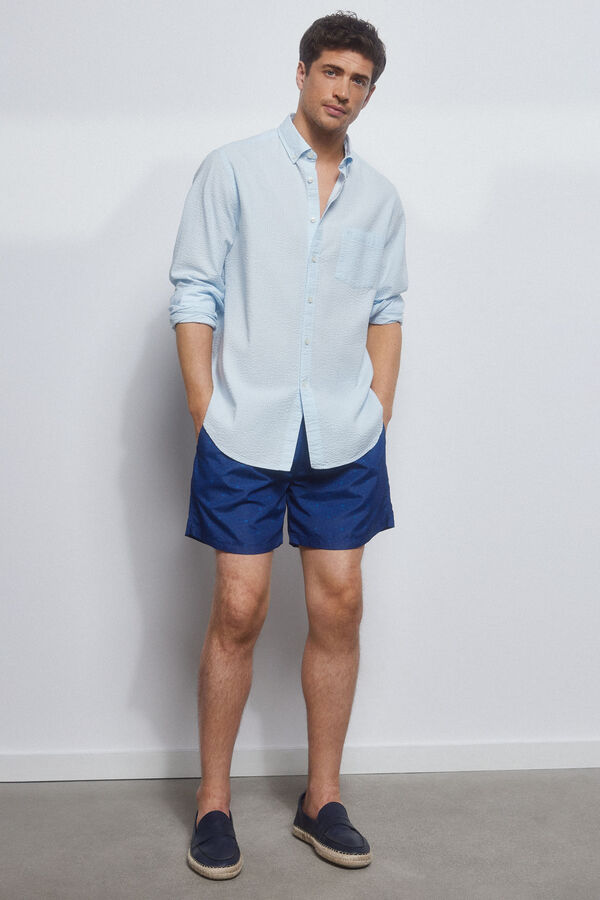 Pedro del Hierro Ba&ntilde;ador estampado logos PDH circulares Azul