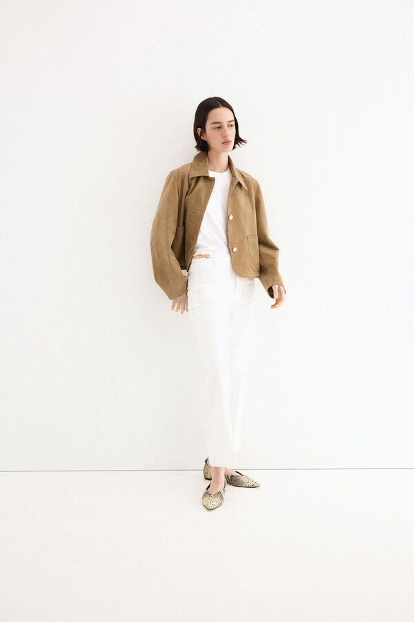 Pedro del Hierro Jeans cano reto cropped Branco