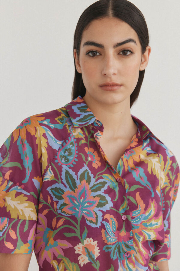 Pedro del Hierro Camisa voile estampada P&uacute;rpura