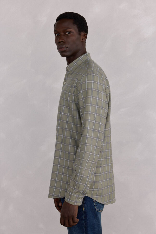 Pedro del Hierro Camisa cuadros Tencel Verde
