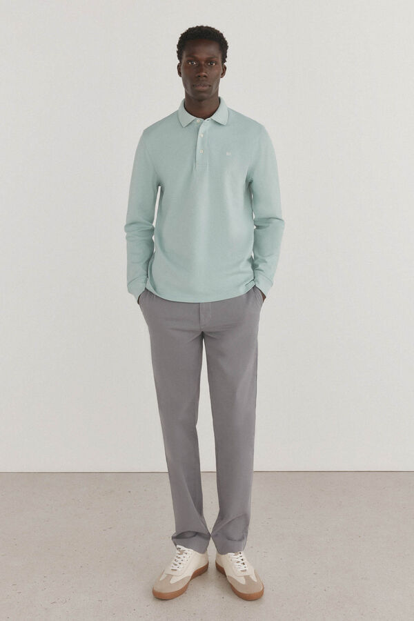 Pedro del Hierro Polo b&aacute;sico manga larga Azul