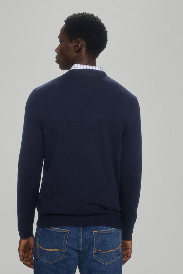 Pedro del Hierro Jersey lana cashmere cuello redondo Azul