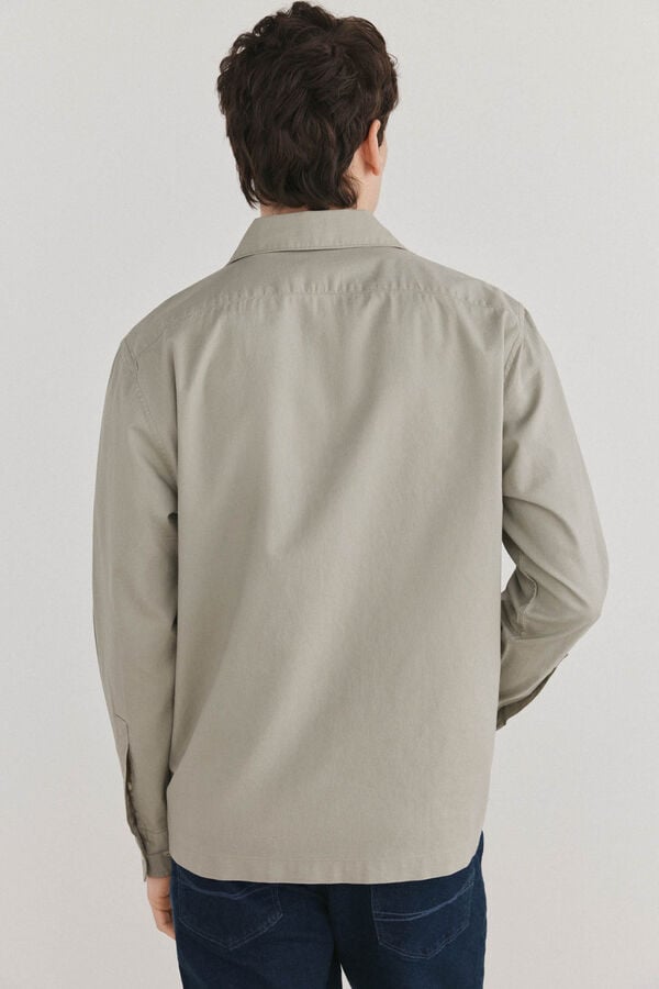 Pedro del Hierro Sobrecamisa algod&atilde;o linho Verde