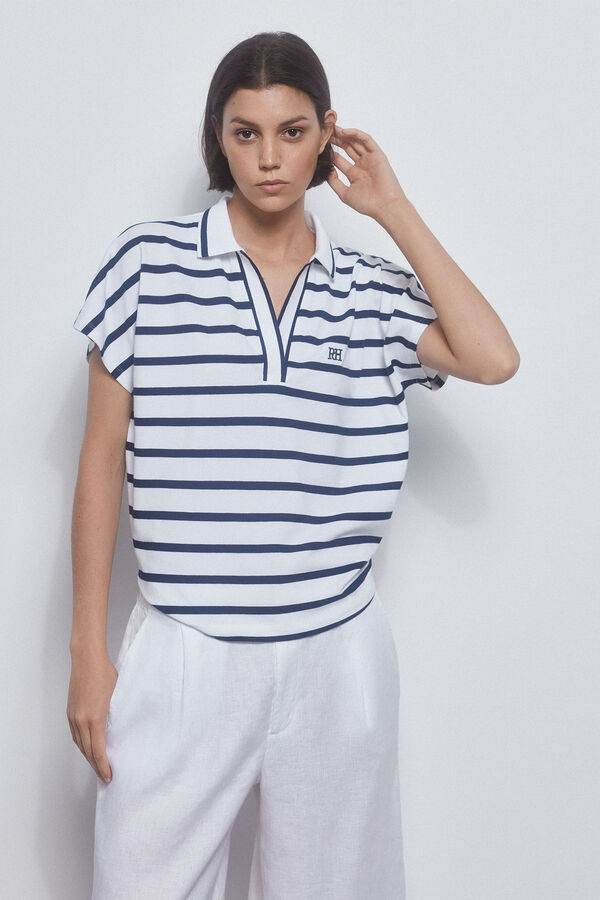 Pedro del Hierro Polo rayas manga corta Azul