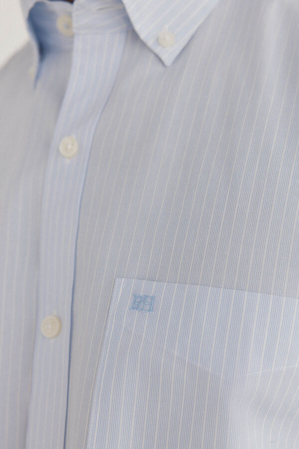 Pedro del Hierro Camisa riscas que n&atilde;o pode ser passada a ferro + resistente a manchas Azul