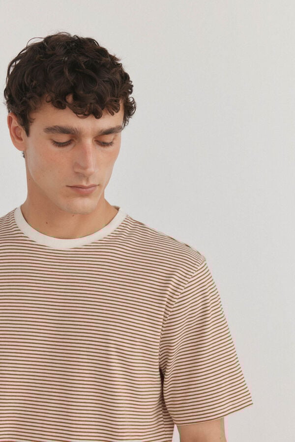 Pedro del Hierro Camiseta r&uacute;stica de rayas Marr&oacute;n