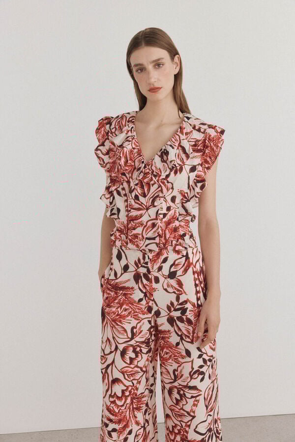 Pedro del Hierro Top fluido estampado Burdeos