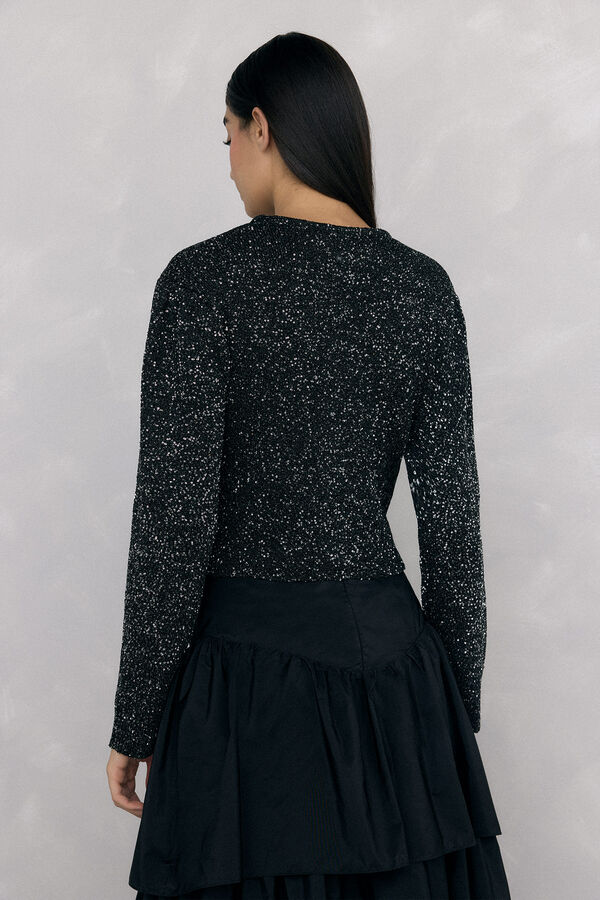 Pedro del Hierro Chaqueta de punto lentejuelas Negro